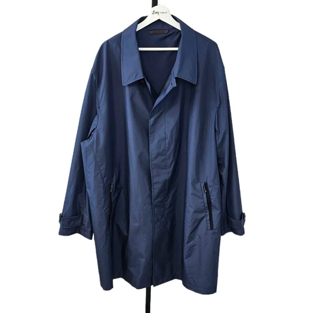 Ermenegildo Zegna x Sergio Cocchia Mens Trench Windproof Jacket Size 70R Blue